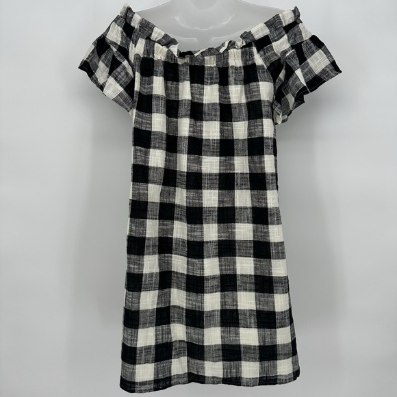 Anthropologie Corey Lynn Calter Gingham Linen Blend Coastal Chic Off Shoulder S - Picture 3 of 9
